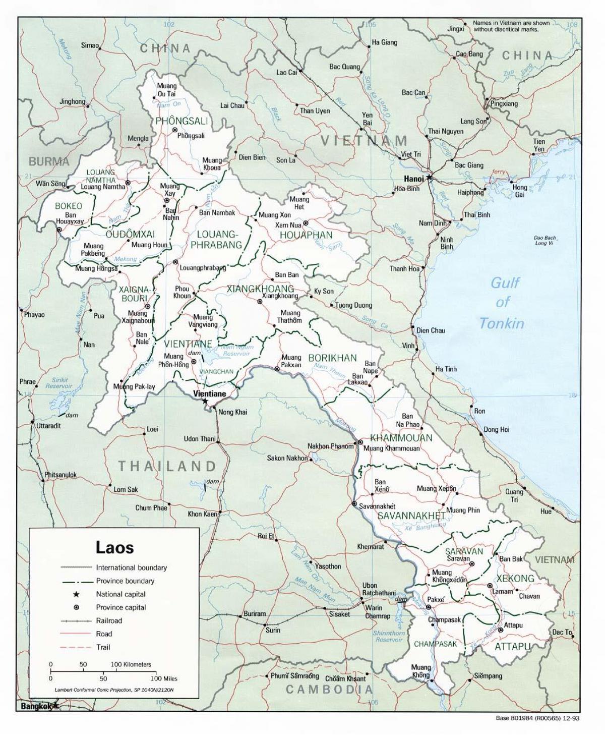 laos mapa com cidades