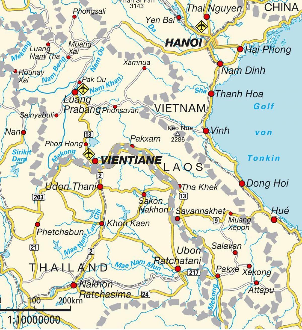 aeroportos no laos mapa