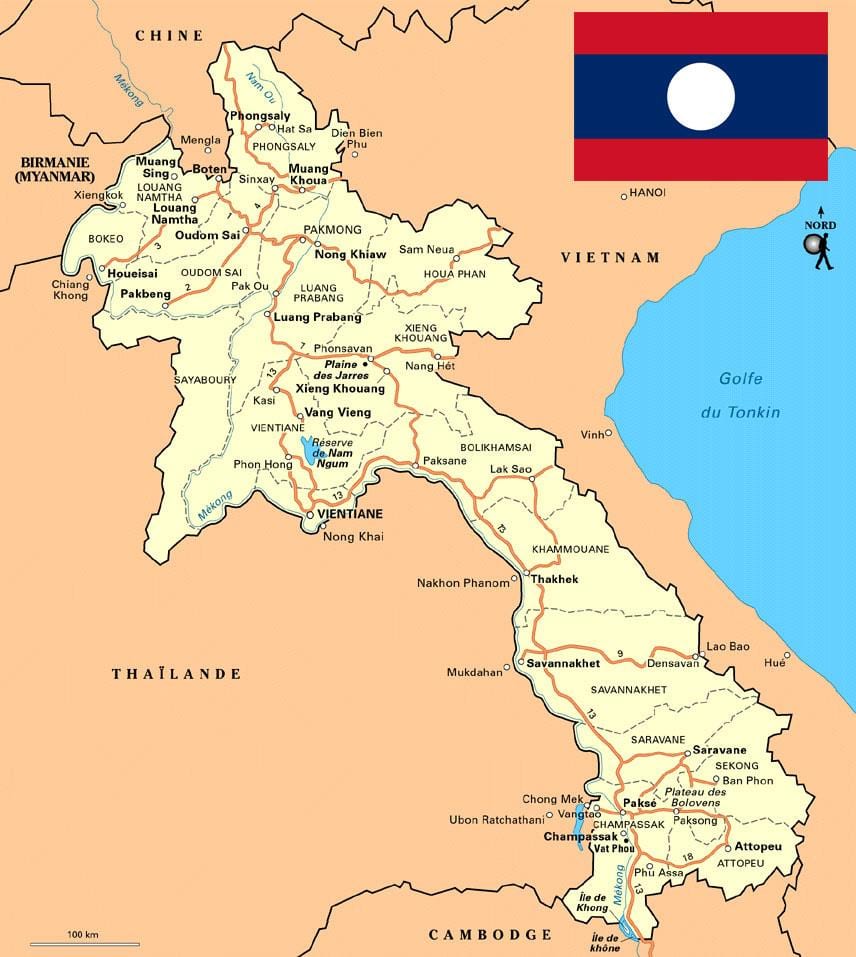 Mapa do sul do laos