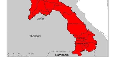 Mapa do laos malária 
