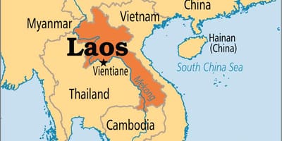 Laos país no mapa