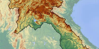 Mapa topográfico do laos