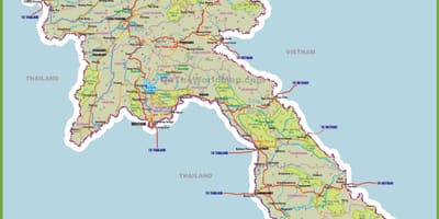 Laos atracções turísticas mapa