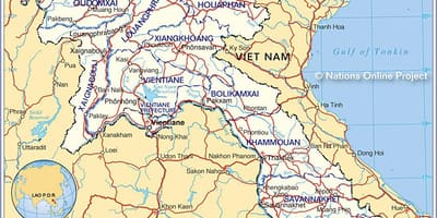 Mapa de laos e países vizinhos