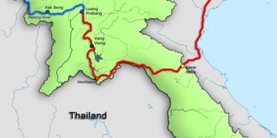 Rio Mekong, no laos mapa